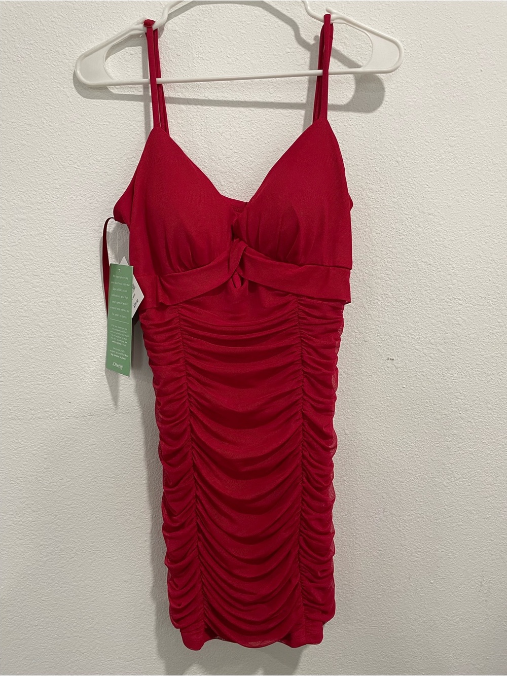 Apple Fuchsia Ruched Mini Dress with Twist Front